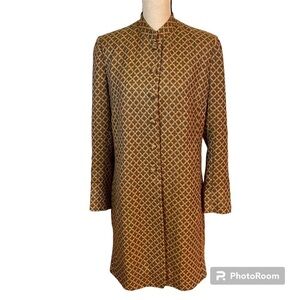 Moksha Green Print Wool Button Coat Sz-L